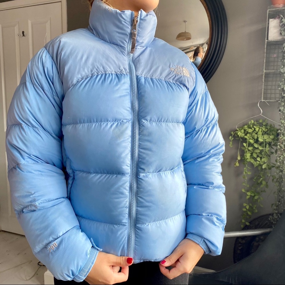 The north face puffer, nuptse baby blue